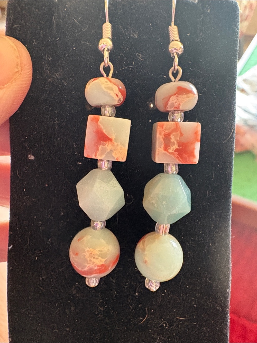 Handcrafted Imperial Jasper Stone Bead Drop Earrings - Women Jewelry